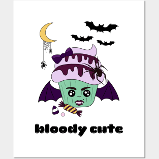 Cute and creepy Halloween bat cup cake - bloody cute Posters and Art
